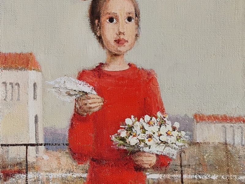Girl in a red dress