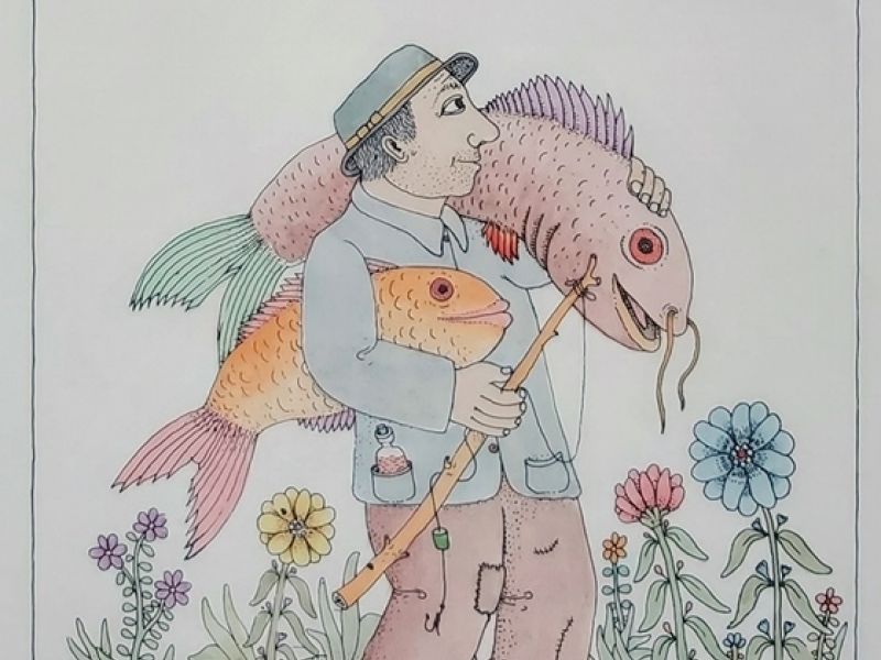 A fisherman with two fish