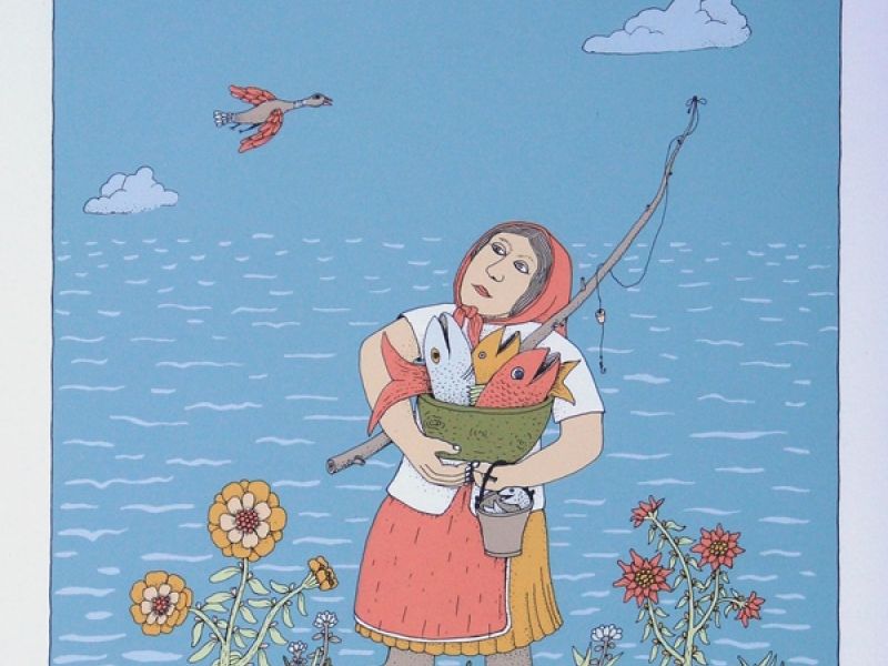 A Woman Carrying a Fish