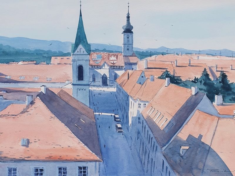 Zagreb - St. Marko and roofs 2118