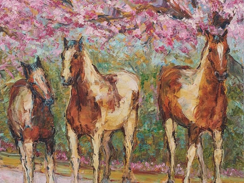 Horses and magnolia